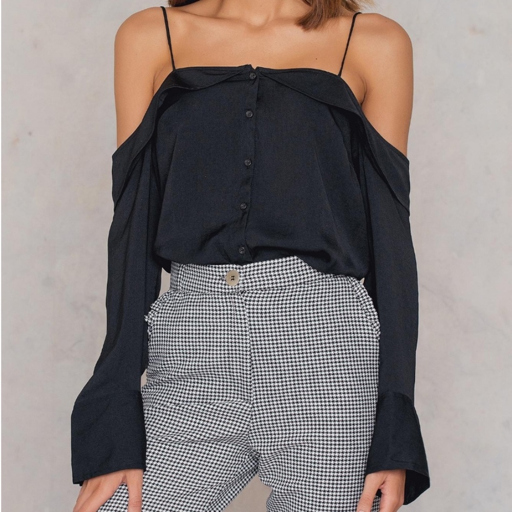 Free People Walk this Way Blouse Off Shoulder - Picture 3 of 5